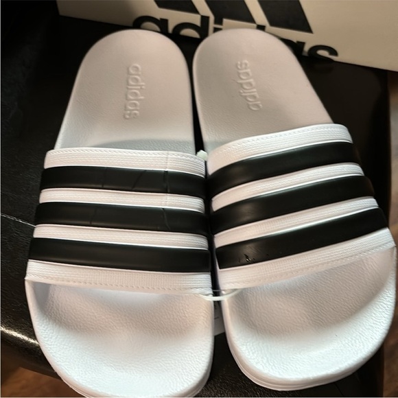 adidas Shoes - NEW Adidas Adilette Cloudfoam Shower Slides White / Core Black men Size 7